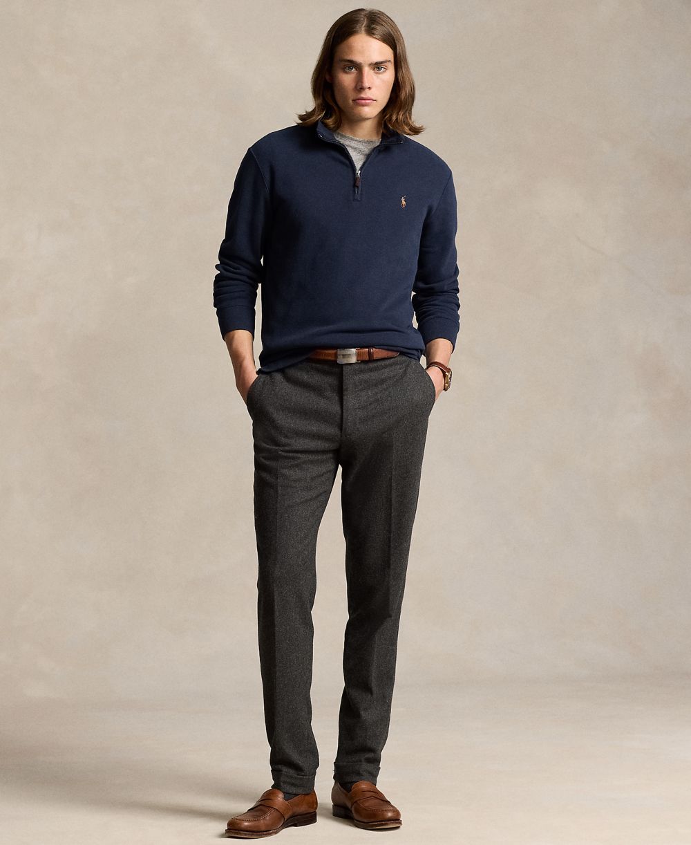 Men's Estate-Rib Cotton Quarter-Zip Pullover