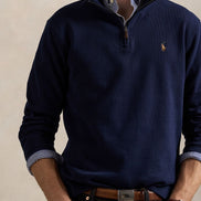 Men's Estate-Rib Cotton Quarter-Zip Pullover