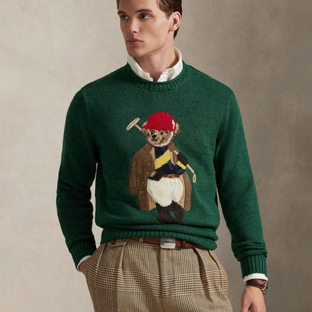 Men's Polo Bear Roll Neck Sweater