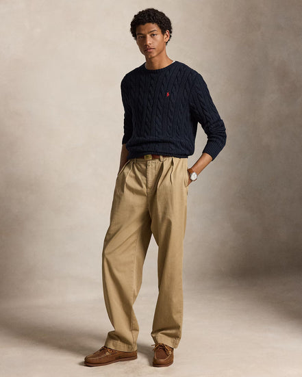 Cable-Knit Cotton Jumper - Navy Blue