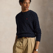 Cable-Knit Cotton Jumper - Navy Blue
