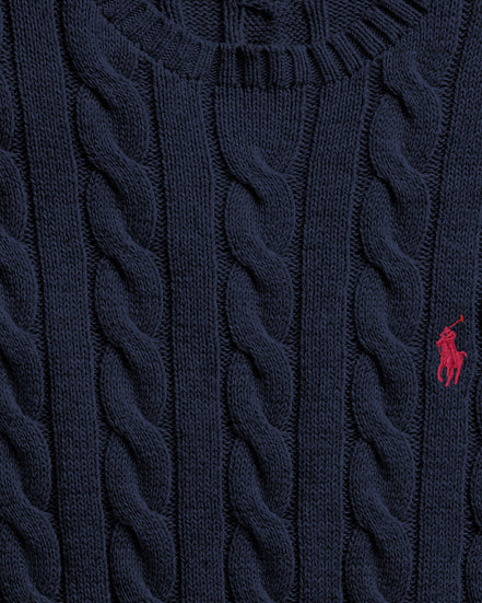 Cable-Knit Cotton Jumper - Navy Blue