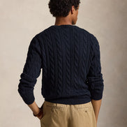 Cable-Knit Cotton Jumper - Navy Blue
