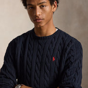 Cable-Knit Cotton Jumper - Navy Blue