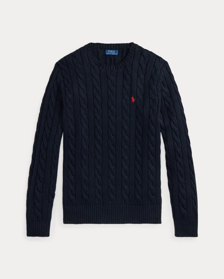 Cable-Knit Cotton Jumper - Navy Blue