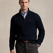 Cable-Knit Quarter-Zip Jumper - Hunter Navy