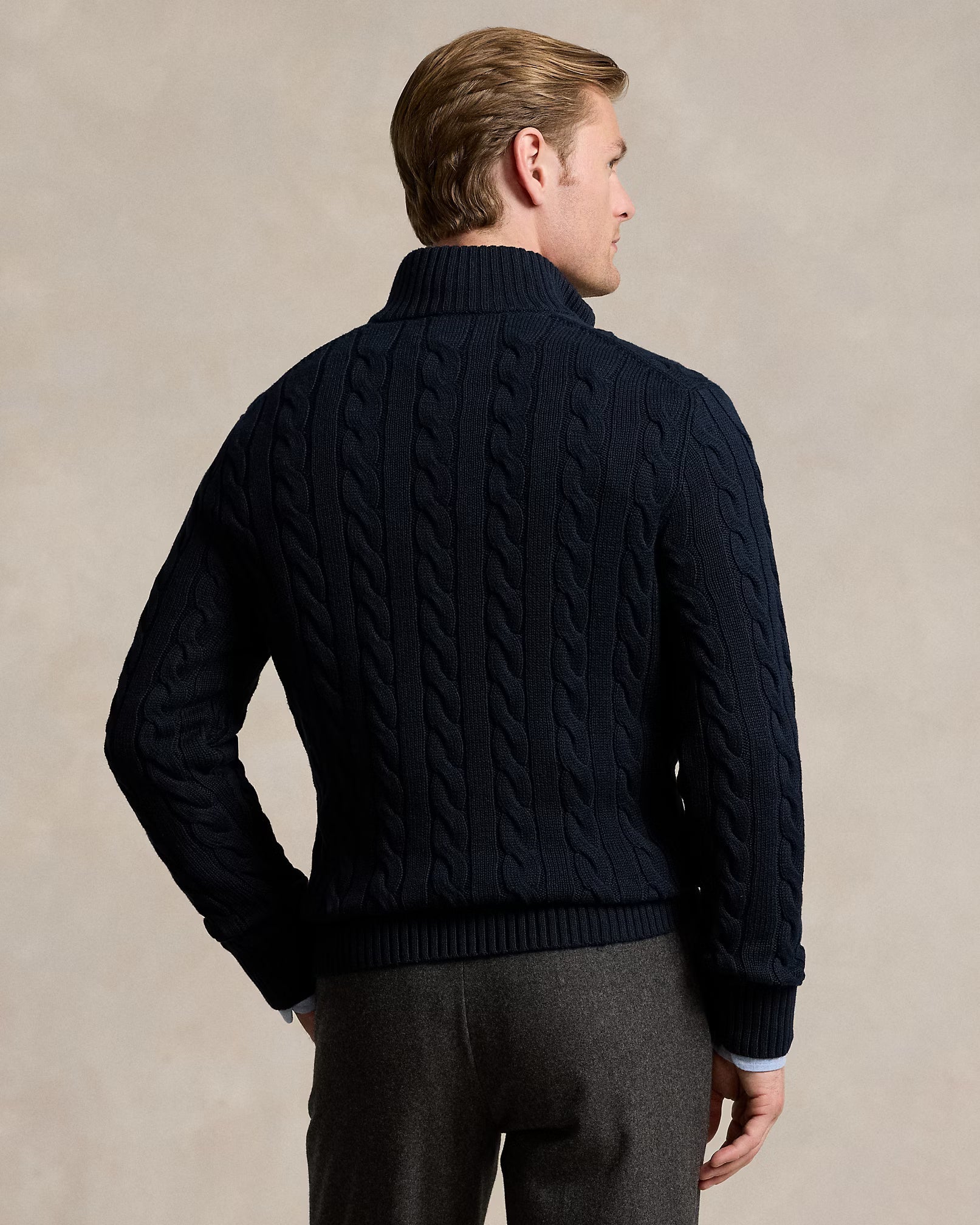 Cable-Knit Quarter-Zip Jumper - Hunter Navy