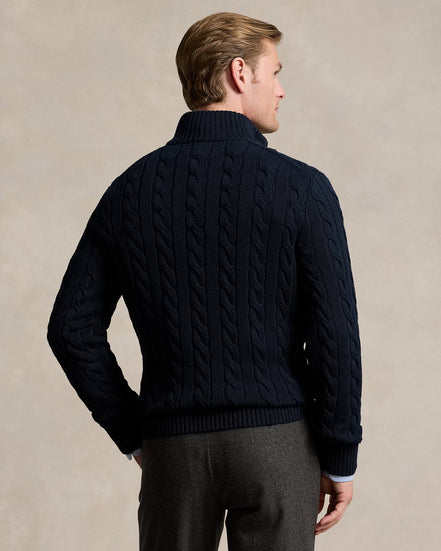Cable-Knit Quarter-Zip Jumper - Hunter Navy