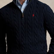 Cable-Knit Quarter-Zip Jumper - Hunter Navy