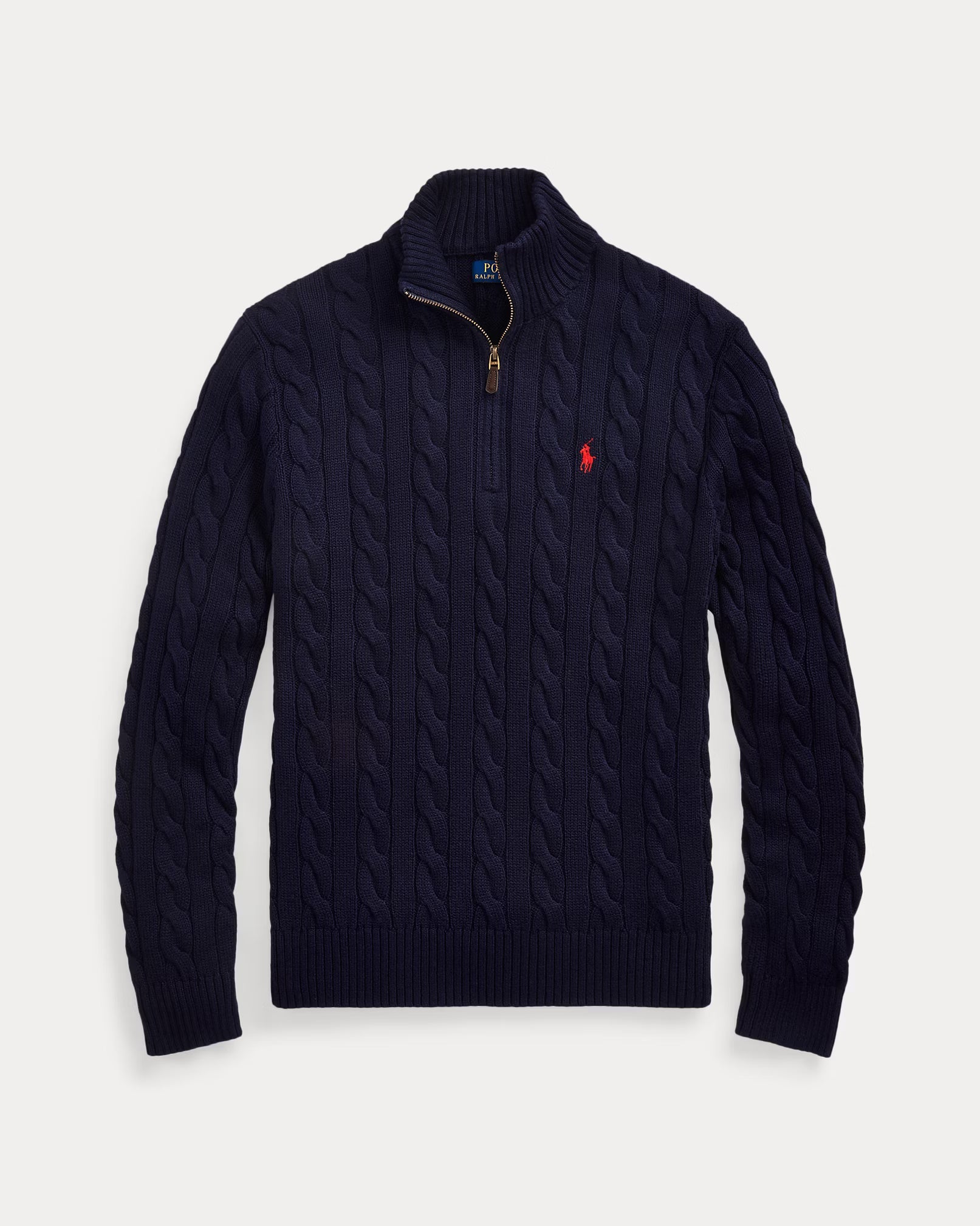 Cable-Knit Quarter-Zip Jumper - Hunter Navy