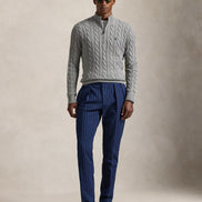 Cable-Knit Quarter-Zip Jumper - Fawn Grey Heather
