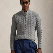 Cable-Knit Quarter-Zip Jumper - Fawn Grey Heather