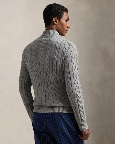 Cable-Knit Quarter-Zip Jumper - Fawn Grey Heather