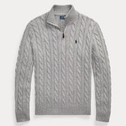 Cable-Knit Quarter-Zip Jumper - Fawn Grey Heather