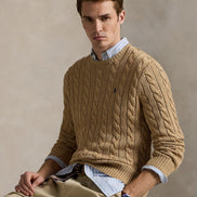 Cable-Knit Cotton Jumper - Brown