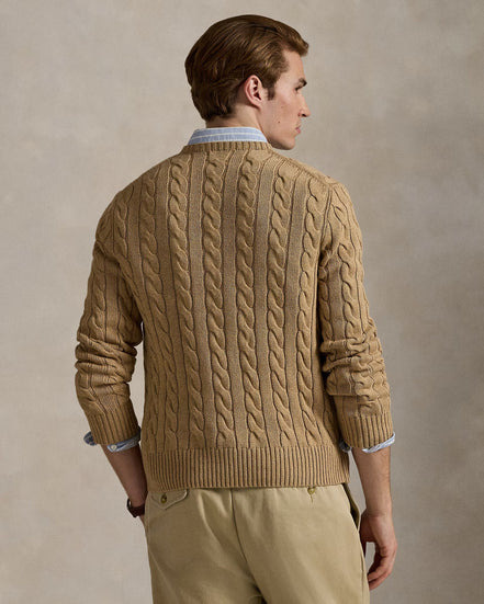 Cable-Knit Cotton Jumper - Brown