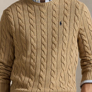 Cable-Knit Cotton Jumper - Brown