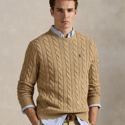 Cable-Knit Cotton Jumper - Brown