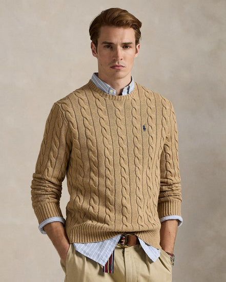 Cable-Knit Cotton Jumper - Brown
