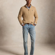 Cable-Knit Quarter-Zip Jumper - Camel Melange