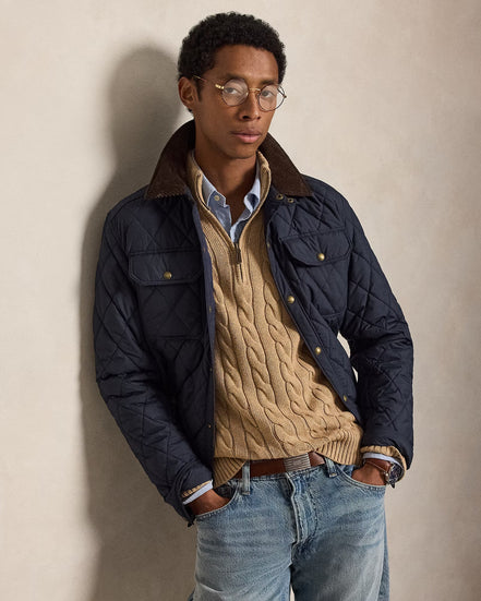 Cable-Knit Quarter-Zip Jumper - Camel Melange