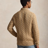 Cable-Knit Quarter-Zip Jumper - Camel Melange