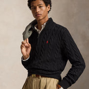 Cable-Knit Quarter-Zip Jumper - Black