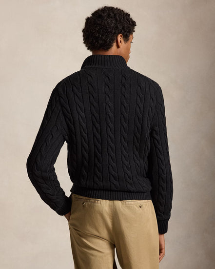 Cable-Knit Quarter-Zip Jumper - Black