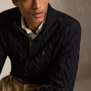 Cable-Knit Quarter-Zip Jumper - Black