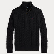 Cable-Knit Quarter-Zip Jumper - Black