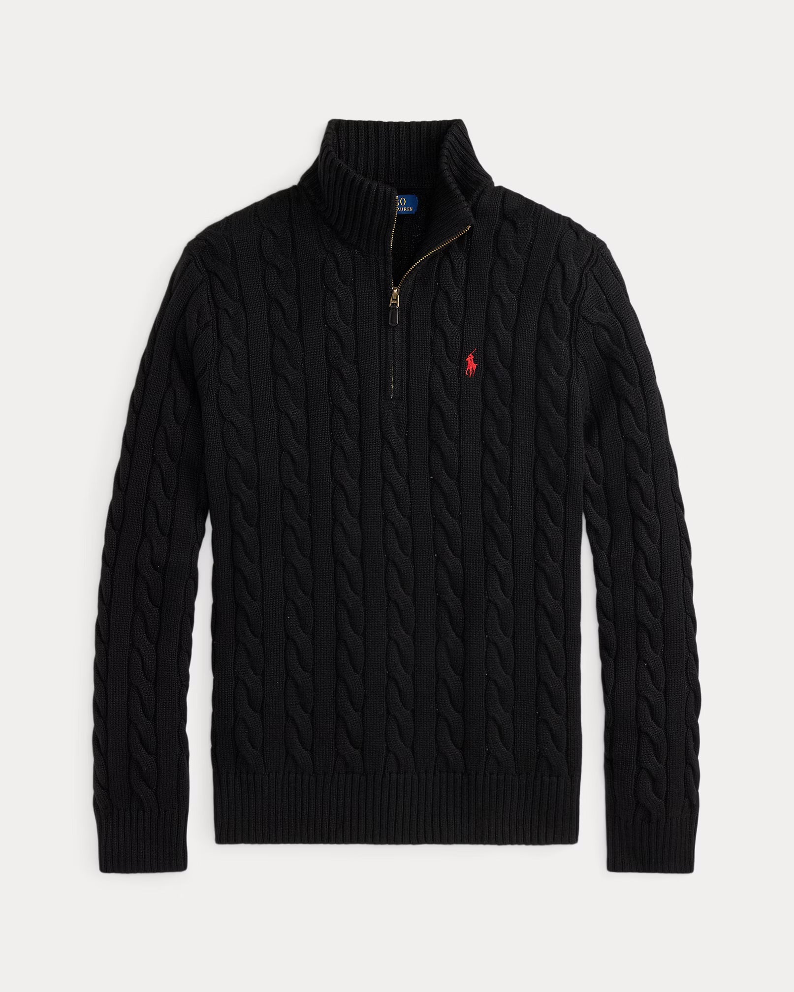 Cable-Knit Quarter-Zip Jumper - Black