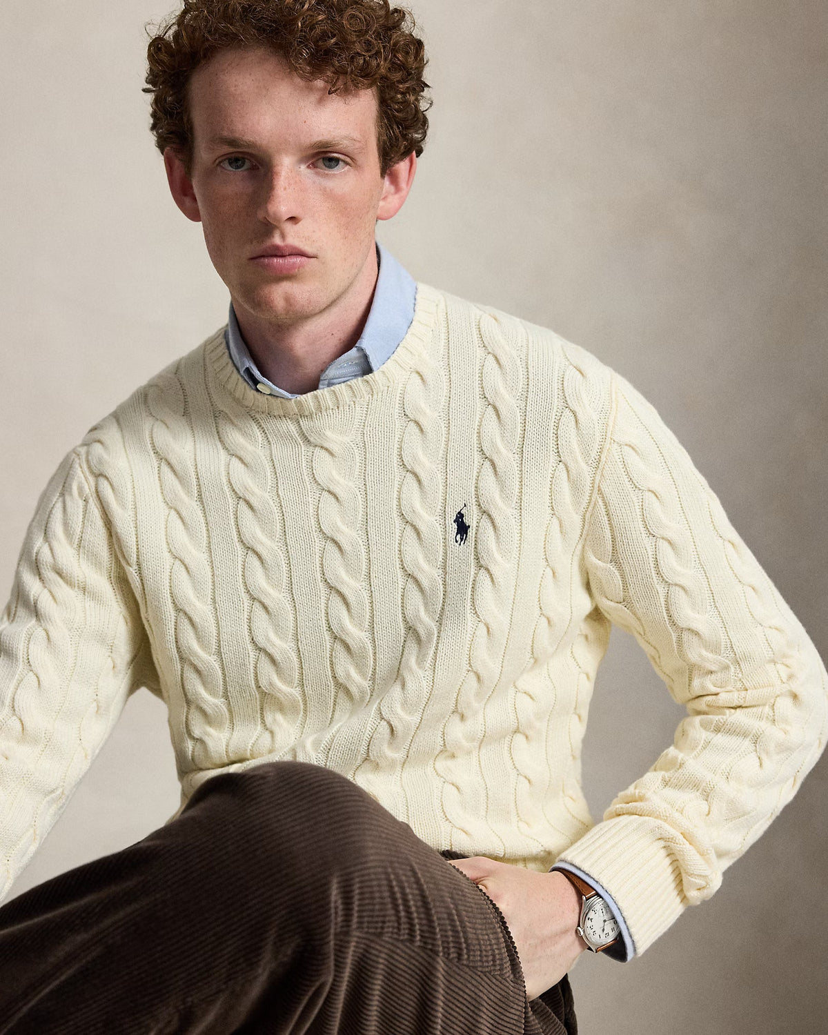 Cable-Knit Cotton Jumper - Cream