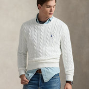 Cable-Knit Cotton Jumper - White