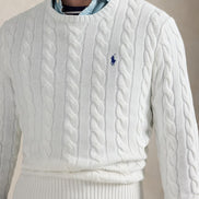 Cable-Knit Cotton Jumper - White