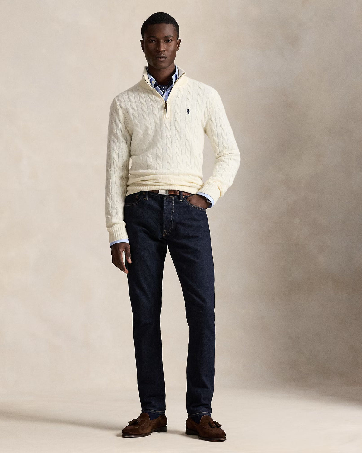 Cable-Knit Quarter-Zip Jumper - Andover Cream
