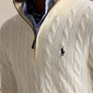 Cable-Knit Quarter-Zip Jumper - Andover Cream