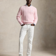 Cable-Knit Cotton Jumper - Variegated Pink