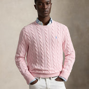 Cable-Knit Cotton Jumper - Variegated Pink