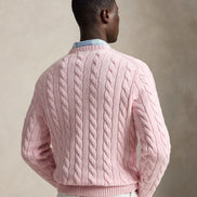Cable-Knit Cotton Jumper - Variegated Pink