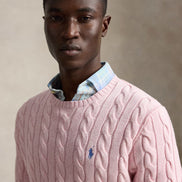 Cable-Knit Cotton Jumper - Variegated Pink