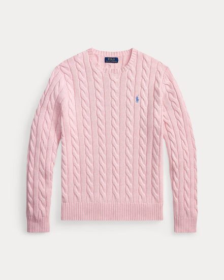 Cable-Knit Cotton Jumper - Variegated Pink