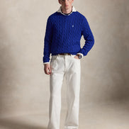 Cable-Knit Cotton Jumper - Sky Blue