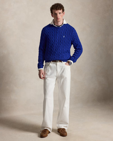 Cable-Knit Cotton Jumper - Sky Blue