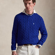 Cable-Knit Cotton Jumper - Sky Blue