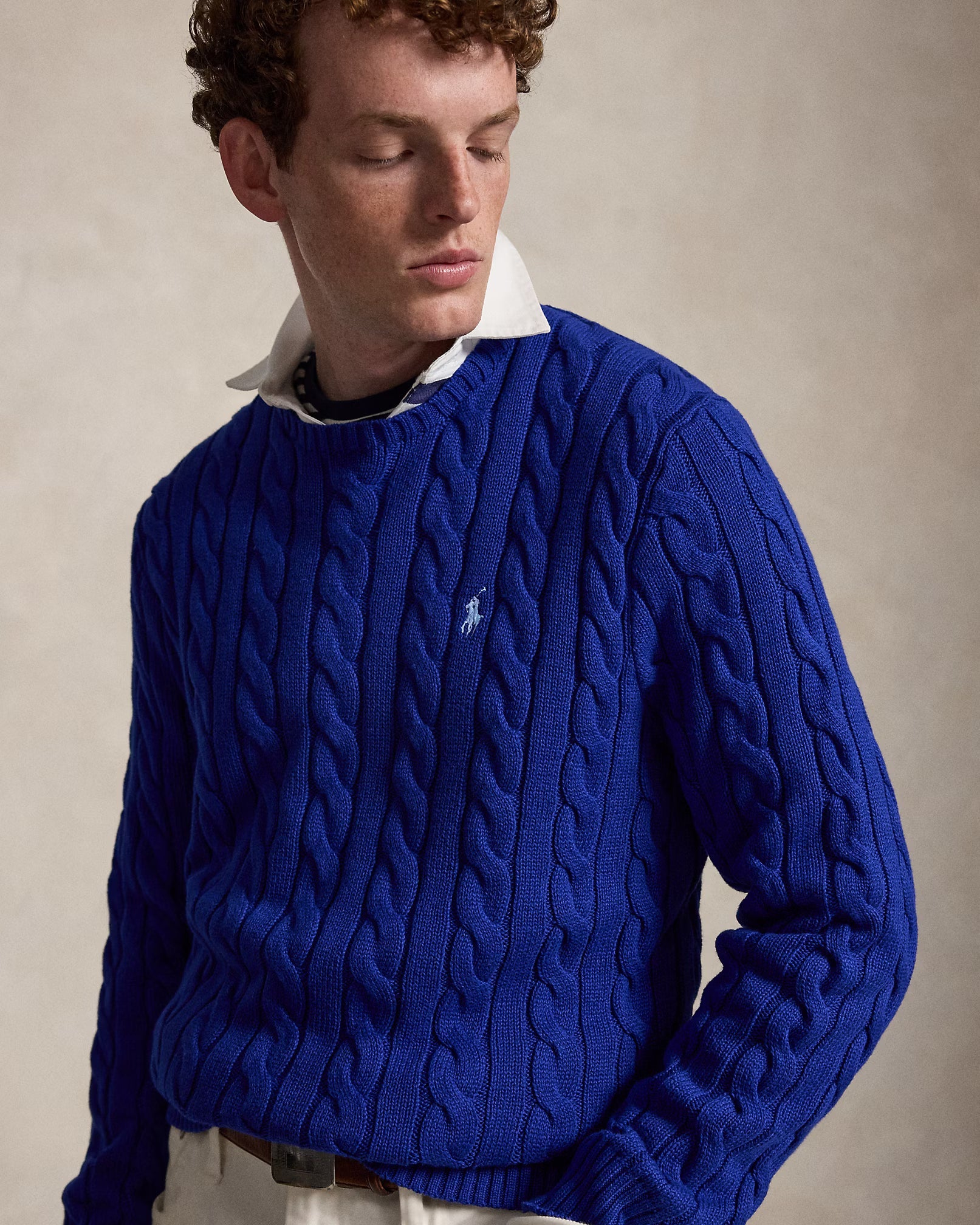 Cable-Knit Cotton Jumper - Sky Blue