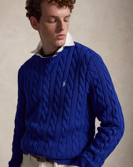 Cable-Knit Cotton Jumper - Sky Blue