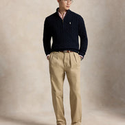 Cable-Knit Quarter-Zip Jumper - Hunter Navy Wh
