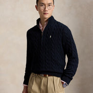 Cable-Knit Quarter-Zip Jumper - Hunter Navy Wh
