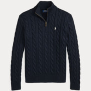 Cable-Knit Quarter-Zip Jumper - Hunter Navy Wh
