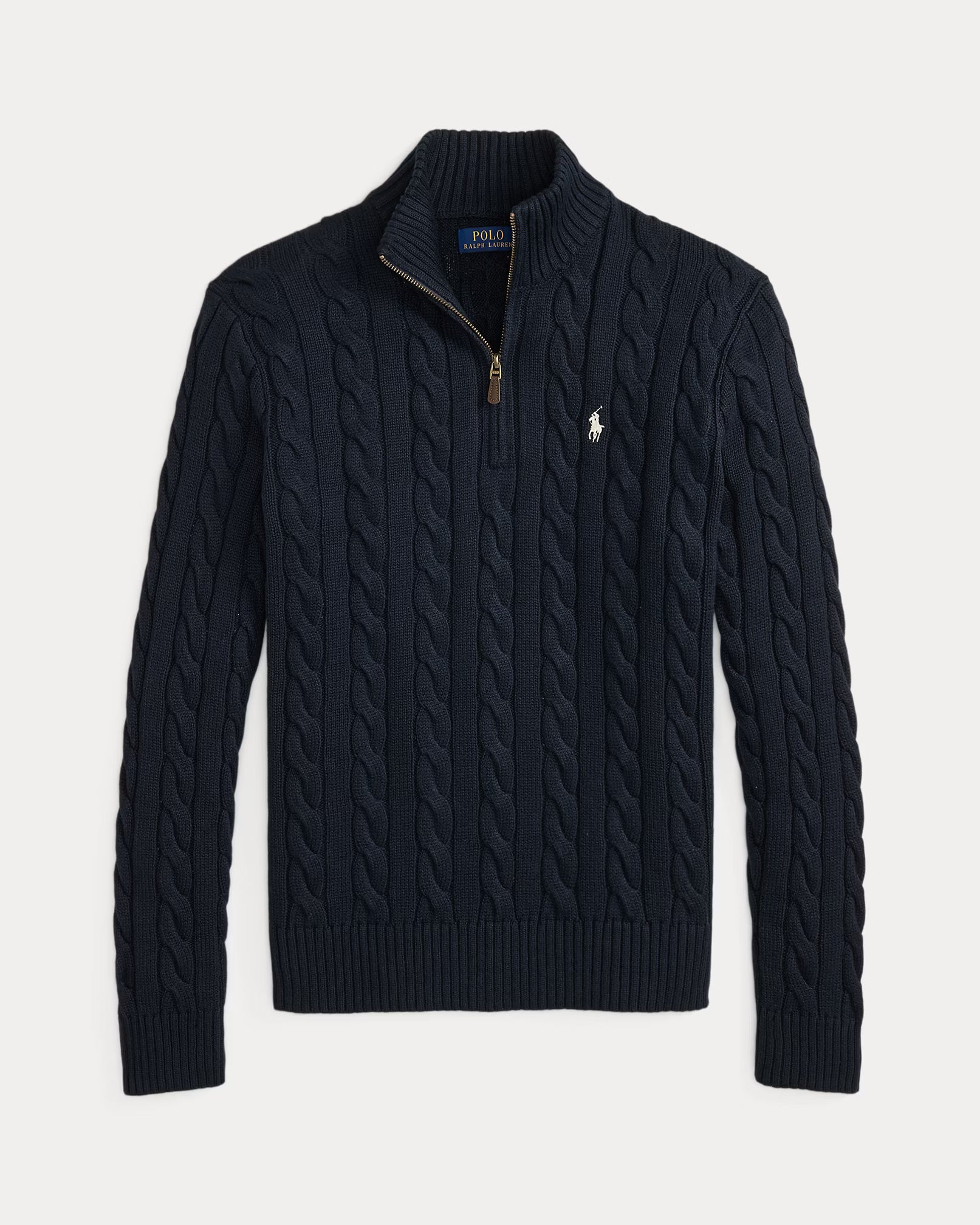 Cable-Knit Quarter-Zip Jumper - Hunter Navy Wh